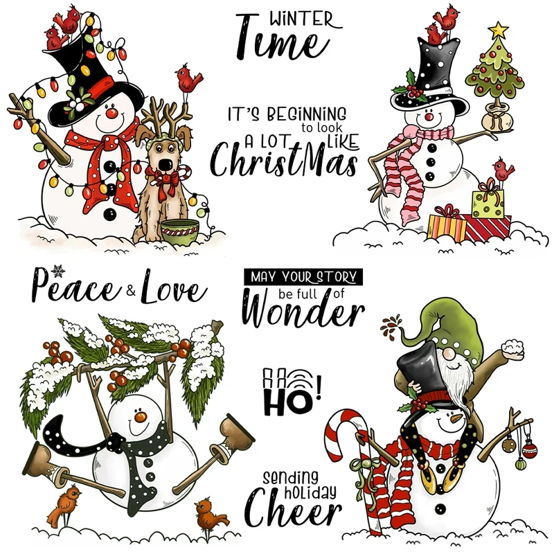 

Christmas Winter Snowman Cutting Dies Clear Stamp Stencil DIY Scrapbooking Metal Dies Silicone Stamp For Cards Albums