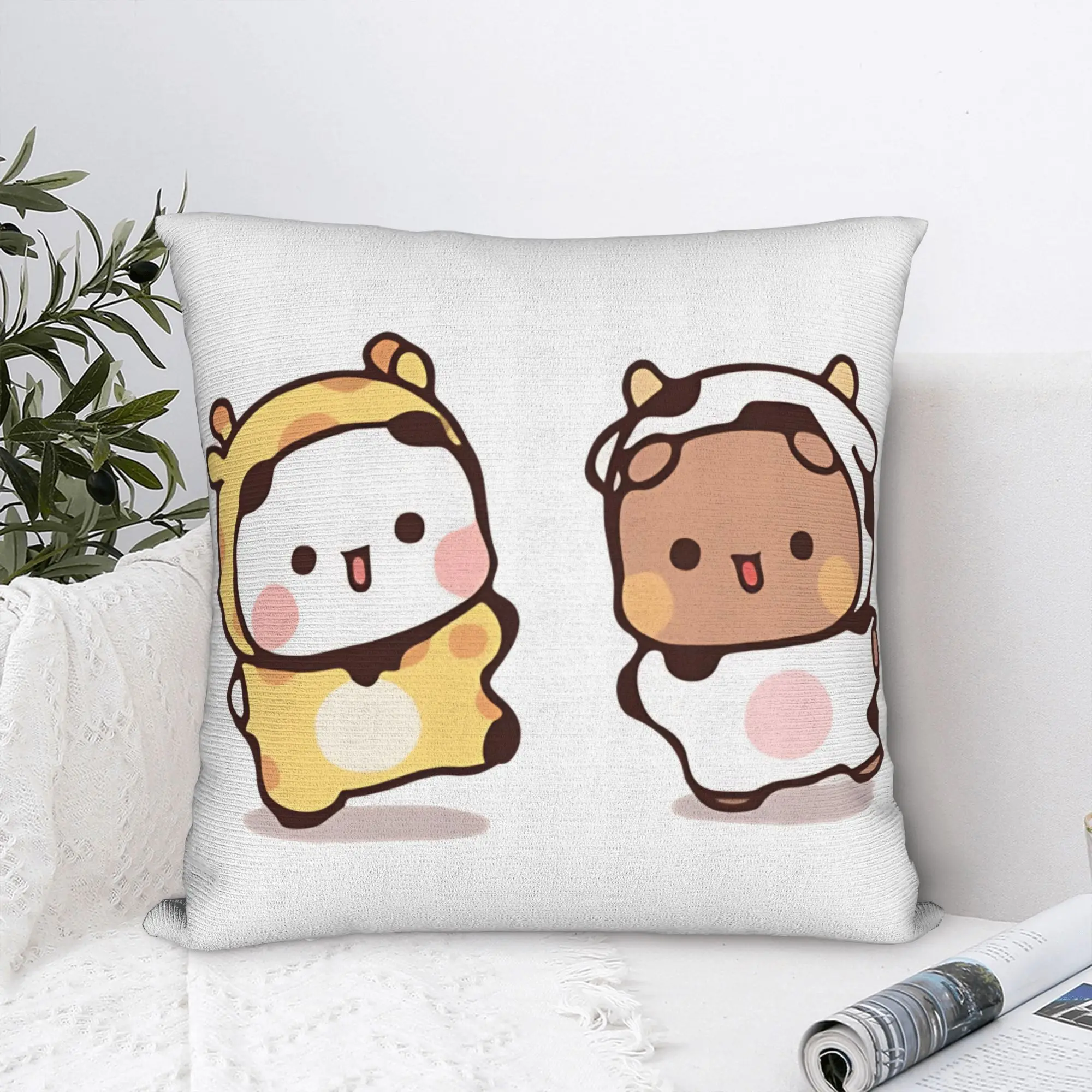 Bear And Panda Bubu Dudu Balloon Pillow Cover  Soft Cushion Cover Retro Trendy Pillow Case For Office Car Home Decor