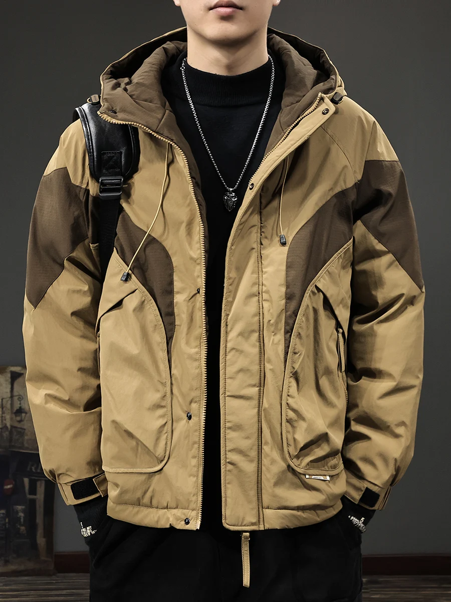 

Утепленная мужская рабочая куртка в американском стиле, зимняя новинка, теплая молодежная модная городская куртка с длинными рукавами на молнии