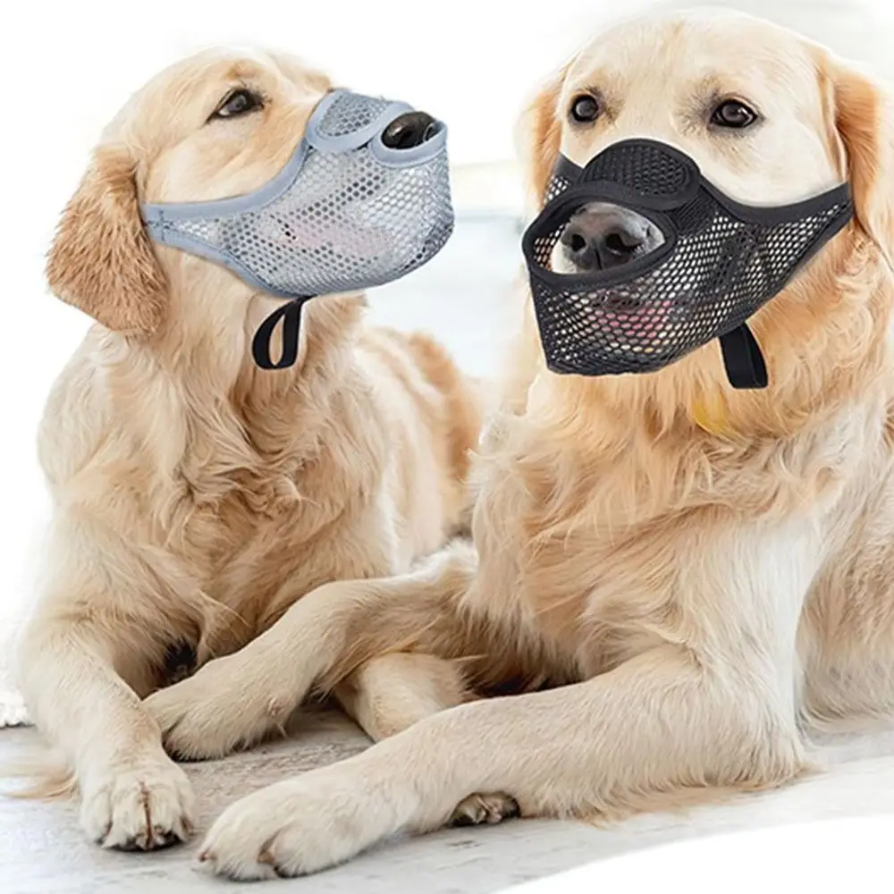

Breathable Mesh Dog Muzzle Anti-Bite Adjustable Strap Dog Mouth Cover Scavenging Prevention Lick Control Pet Mouth Mask