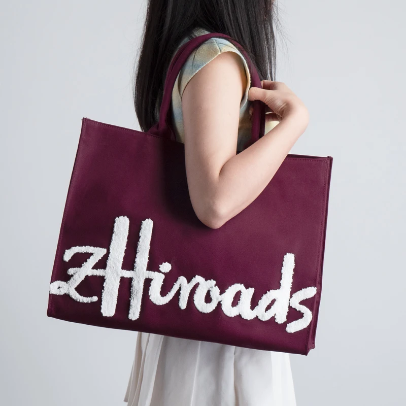

zHiroads New Fashion Women Canvas Shoulder Bag Embroidered Letters Ladies Tote Bags Thickened Cotton Fabric Girl Canvas Handbag
