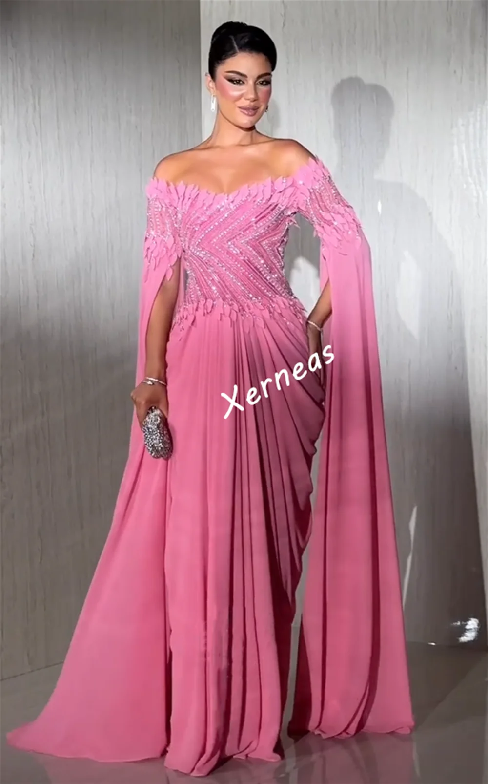 Maßgeschneiderte Chiffon-Pailletten-Applikationen mit Schnürung, schulterfrei, lange Kleider, maßgeschneiderter Anlass, Damen-Luxus-Abendparty, glitzernd