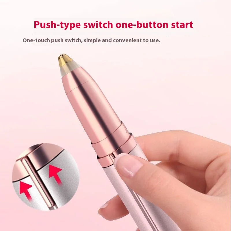 Women's Electric Eyebrow Trimmer Rechargeable Safe Eyebrow Razor Beauty Shaper Auto Eyebrow Pencil with Replacement Heads