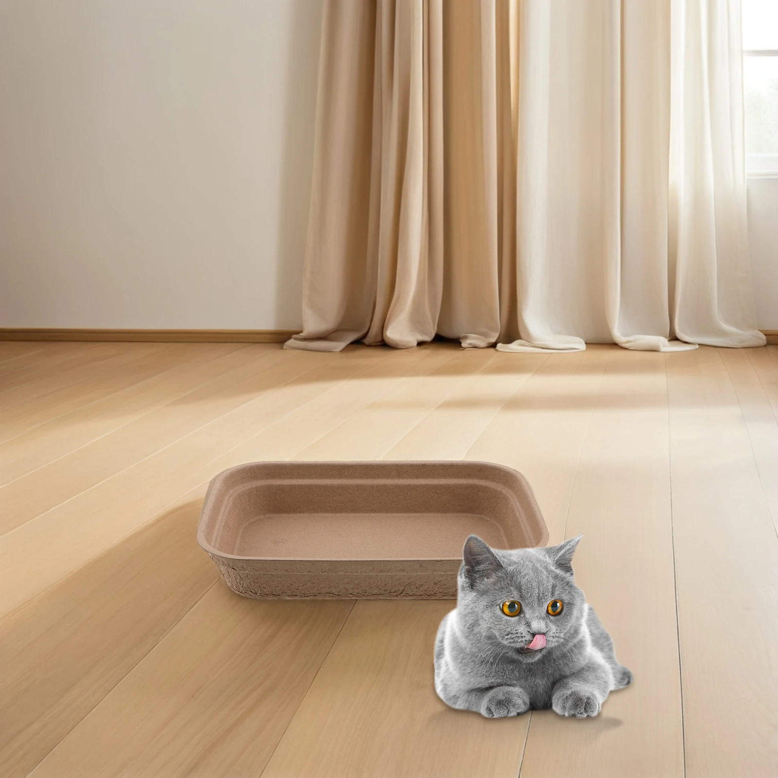 

2pcs Pulp Cat Toilet Large Sifting Tray Disposable Litter Box for Cats Kitten Boxes Pet Portable Pee Shield Travel Case