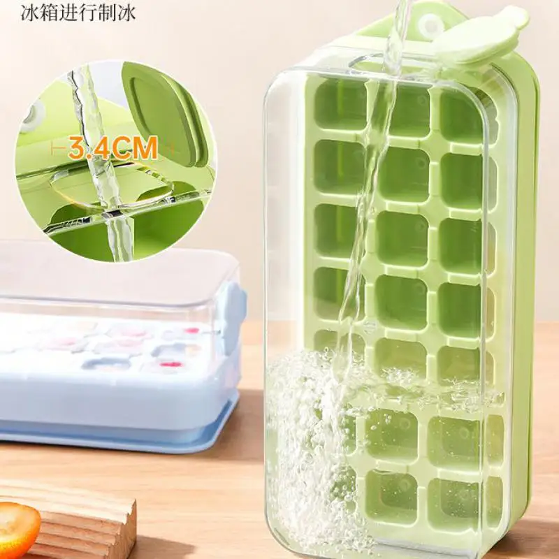 21 Cavities Ice Maker Grid Silicone Ice Cube Tray Mould With Lid Shovel Storage Box Remove With One Click Easy Fill And Take Out