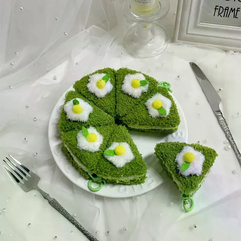 Cute Triangle Thousand Layer Cake Food Plush Keychain Creative Cartoon Doll Pendant Kawaii Backpack Ornament Decoration Gifts