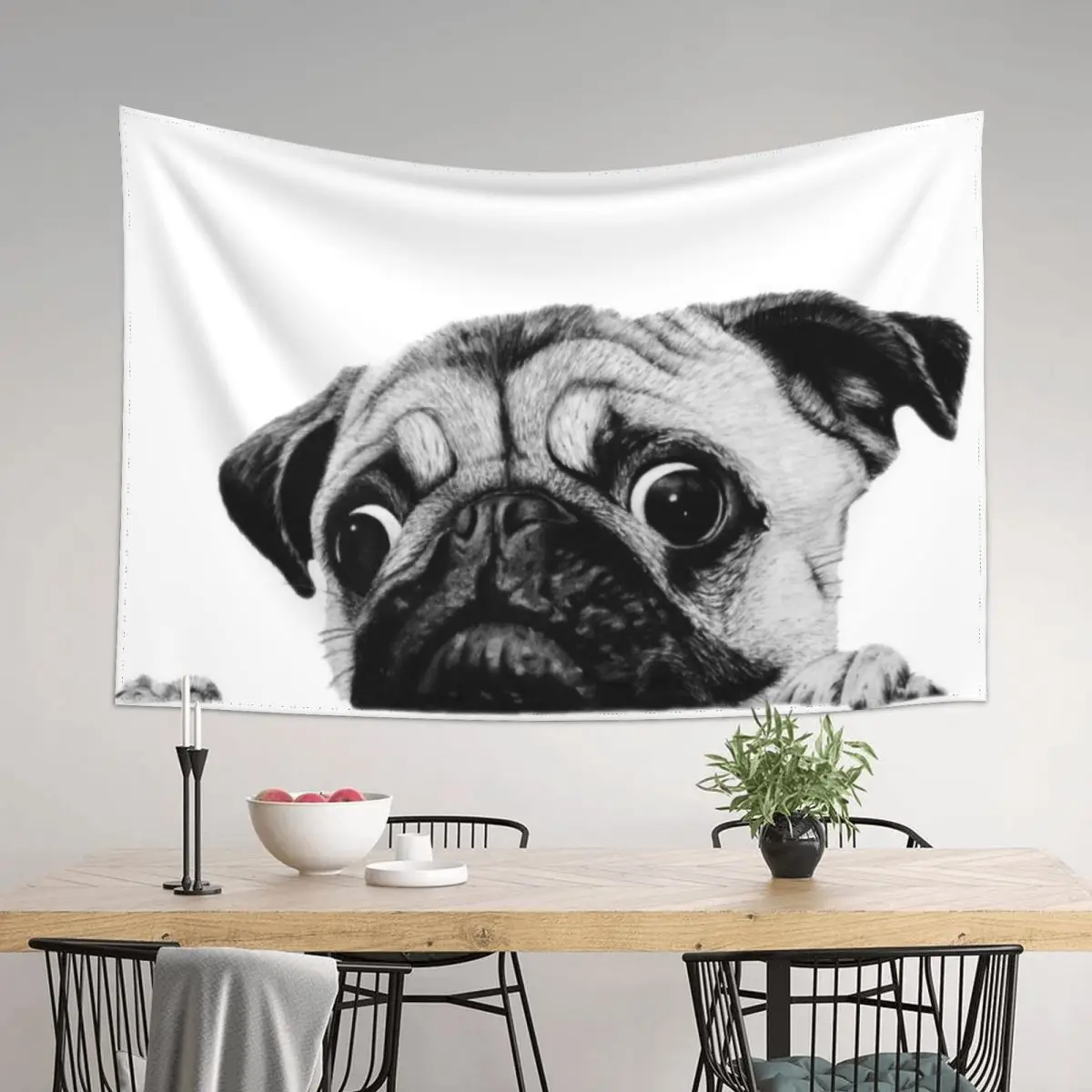 

Cute Curious Pug Tapestry Wall Hanging Decor Decorative Wall Murals Wall Decoration For Bedroom Tapestry