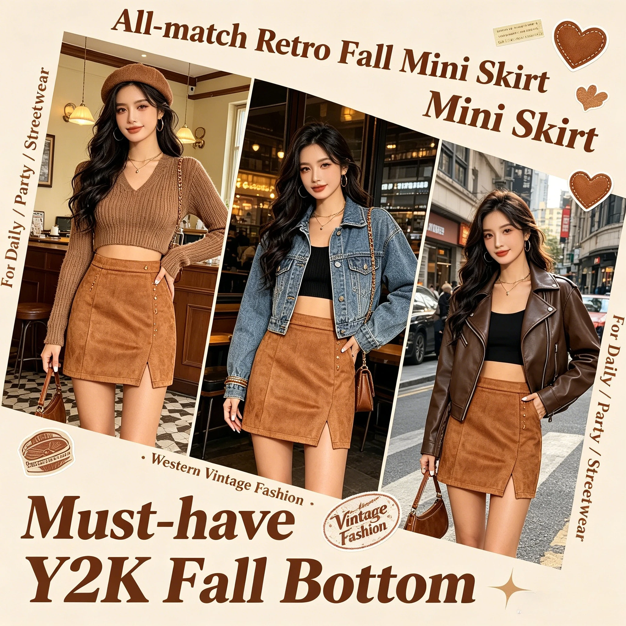 Women Sexy Slim Fit Suede Covered Buttocks Short Skirt with High Waist Girls Fashion Daily Solid Color A-Line Zipper Midi Skirt