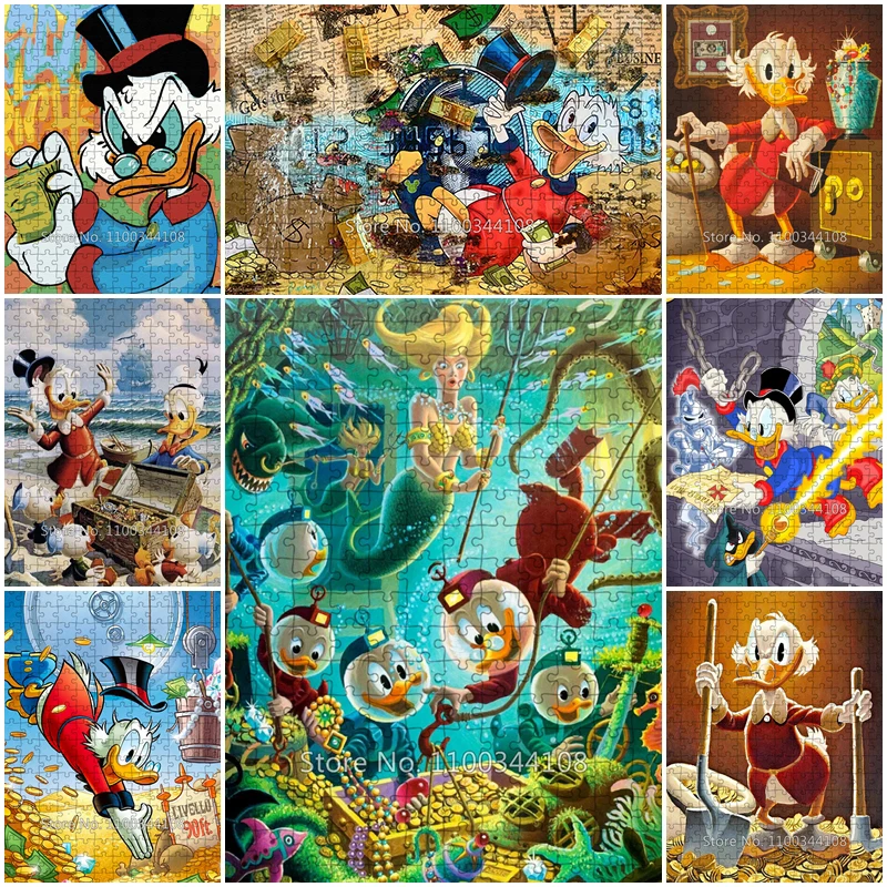 300/500/1000 Pieces Jigsaw Puzzles Disney Donald Duck Puzzle of Wooden Children's Intellectual Toys Adult Handmade Collections