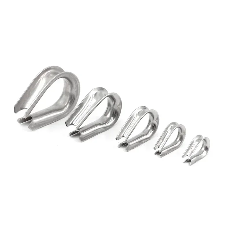 (100PCS/LOT)M2 2mm 304 Stainless Steel Wire Rope Cable Thimbles Galvanized Fastners Rigging Hardware For 2MM Wire Rope Cable