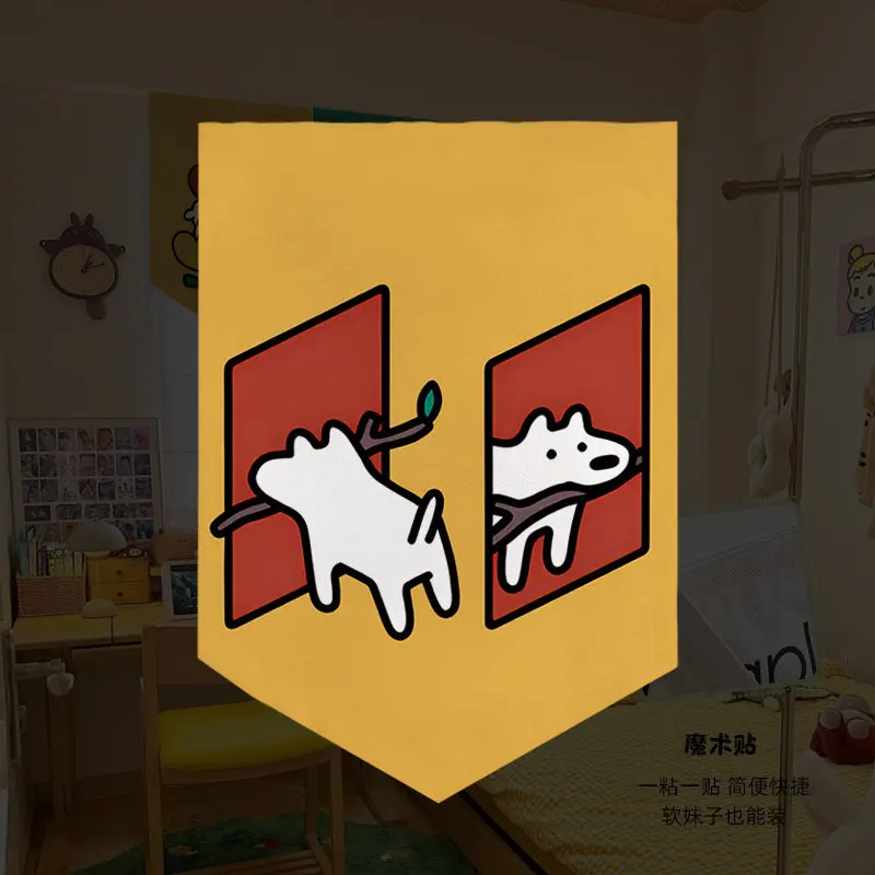 VIKAMA Cartoon Animal Noren Curtain, Half Door Curtain Divider for Kitchen Entrance Decor Custom Home Wall Hanging Partition