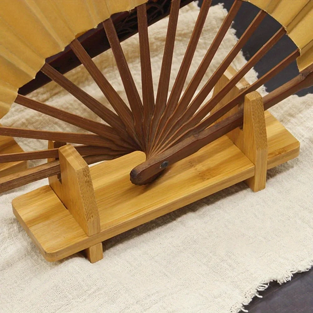 1PC Durable Bamboo Chinese Folding Hand Fan Stand Base Fan Display Stand Folding Hand Fan Stand Display Holder Home Decoration