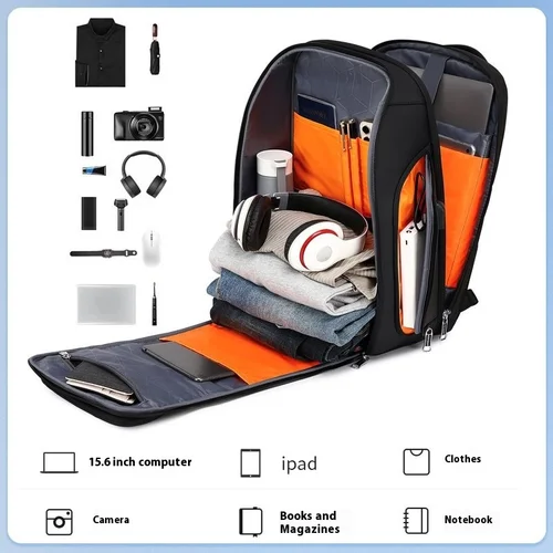 Imagen 2 del producto Mochila de negocios de 35 L para hombre, mochila impermeable de gran capacidad para viaje de negocios, bolsa antirrobo para ordenador portátil con contraseña multifuncional