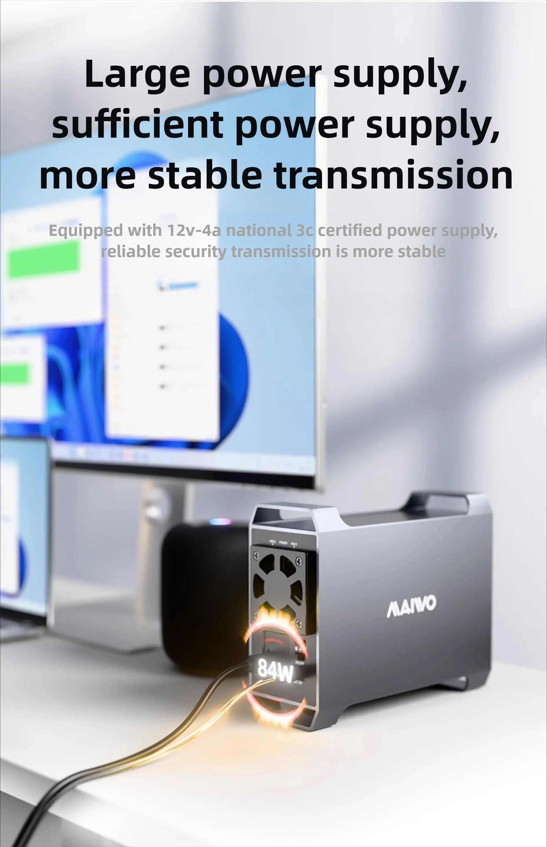 MAIWO HDD Dockingstation 2,5/3,5 Zoll SATA HDD/SSD Gehäusegehäuse für USB 3.0 Typ-C Gen2 Festplattenadapter Erweiterungsschrank – Detail 8