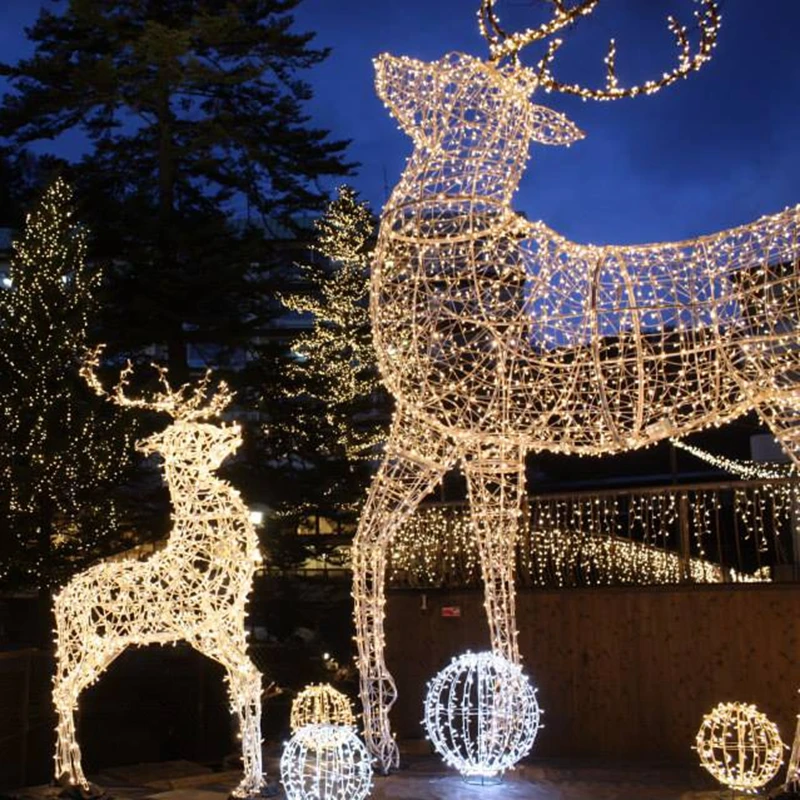 Custom. LED xmas wedding holiday street decoration use 2m height 3D reindeer led motif outdoor light