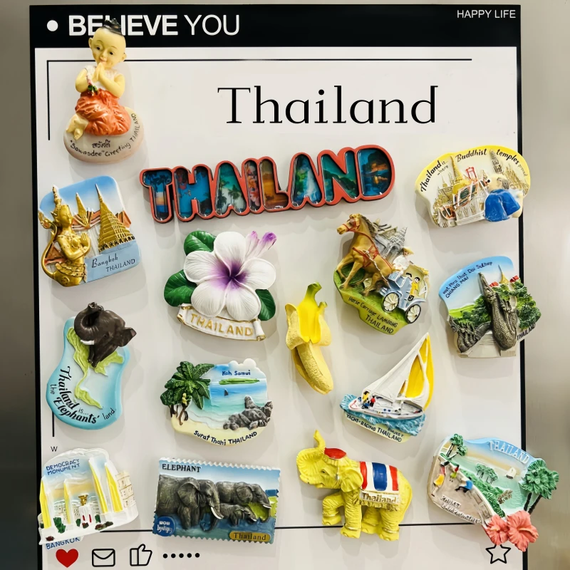 تايلاند، فوكيت، بانجكوك، كرابي، فيل، مجسم ثلاثي الأبعاد، هدايا تذكارية للسياحة، لوحة راتينج، ديكور منزلي، مغناطيس الثلاجة #2