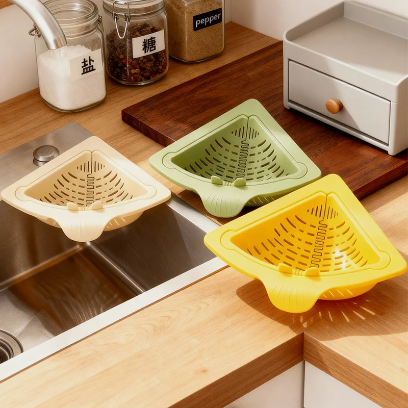 

Sink Food Catcher Corner Basket Magnetic Suction Drainage Triangle Drying Rack No-Drill Kitchen Cleaning Drain Baskets 1PC