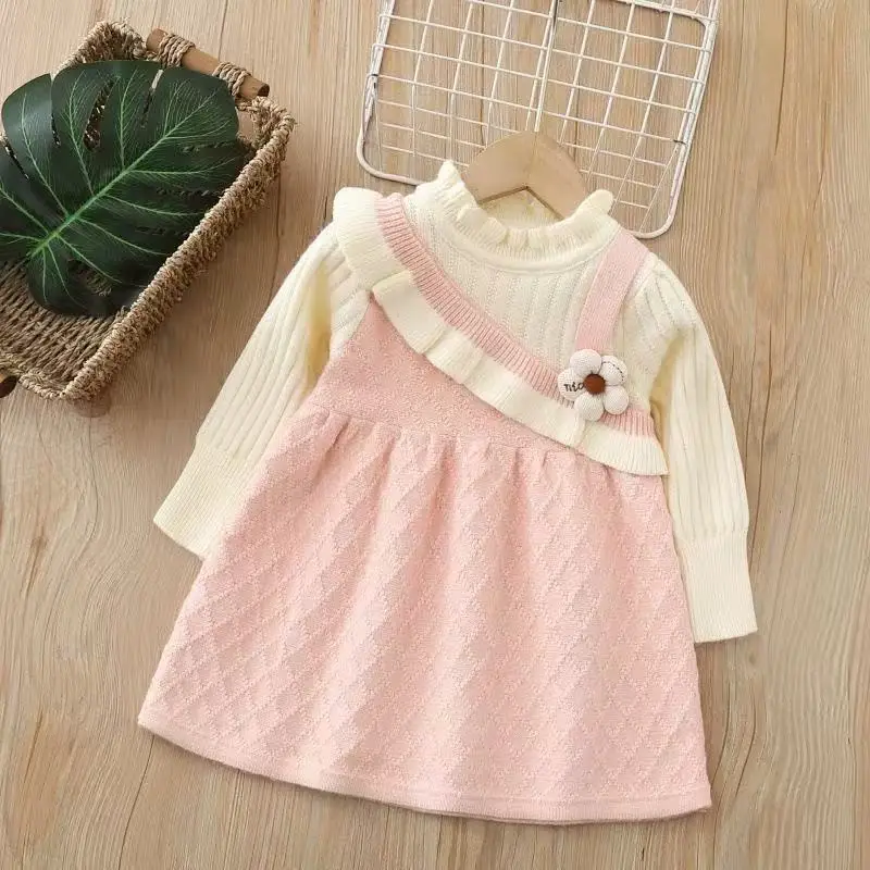 

Children's jumper Pay Homage 2026 New Year Models Red Little Girl Dress Weekly Christmas Dress Children's Clothing Knitted Skirt