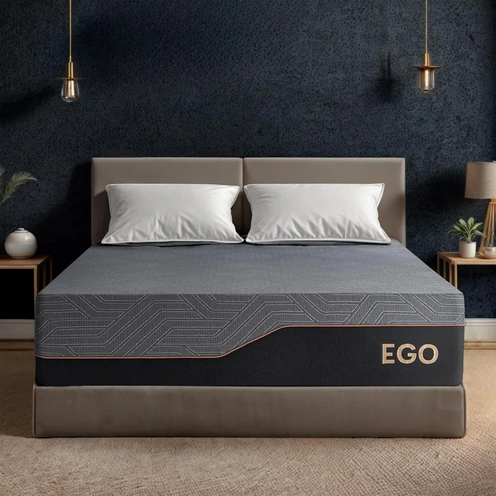 EGOHOME 14 Inch Twin XL Mattress, Copper Gel Memory Foam Mattress for Pain Relief, Therapeutic Mattress in a Box, CertiPUR-US Ce