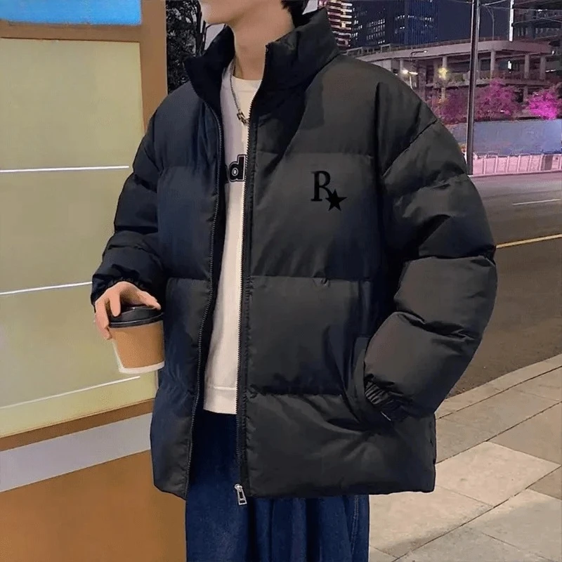 2025 المألوف هونغ كونغ نمط الرجال فضفاضة تناسب القطن وسادة مبطنة لا قبعة مستوحاة تنوعا مطبوعة ملابس خارجية عصرية للرجال #5