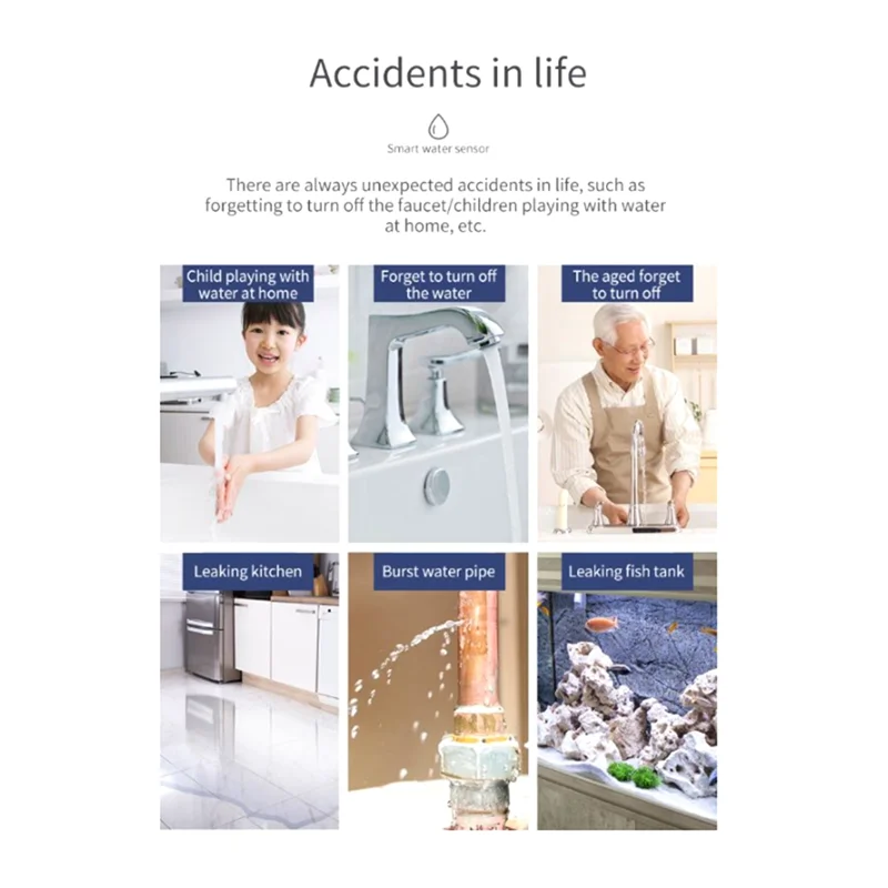 B29C-Zigbee TUYA Detector inteligente de fugas de agua Sensor de inundación monitoreo remoto a través de Tuya Zigbee Gateway tanque de agua alarma completa