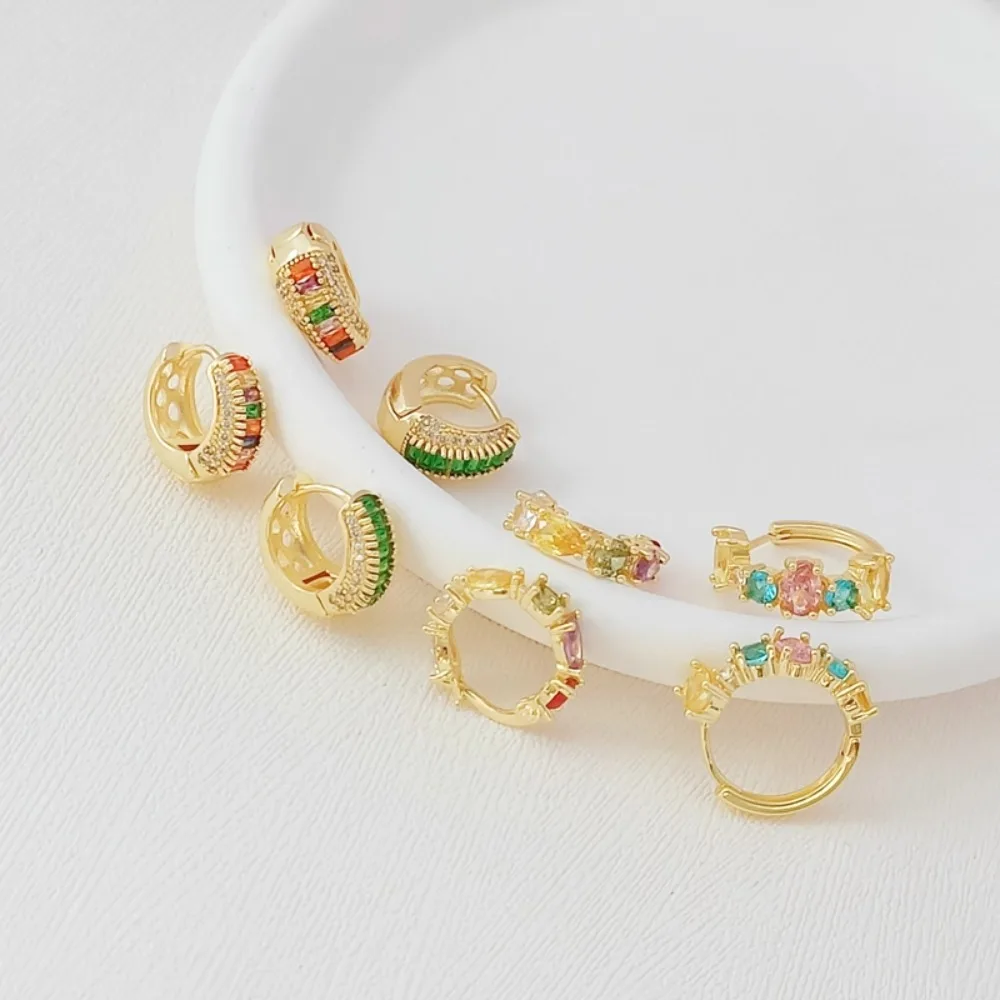 18K Gold-plated Micro-inlaid Zirconium Circle Earring Earrings, Handcrafted DIY, Small, Exquisite and Stylish Ring Earrings