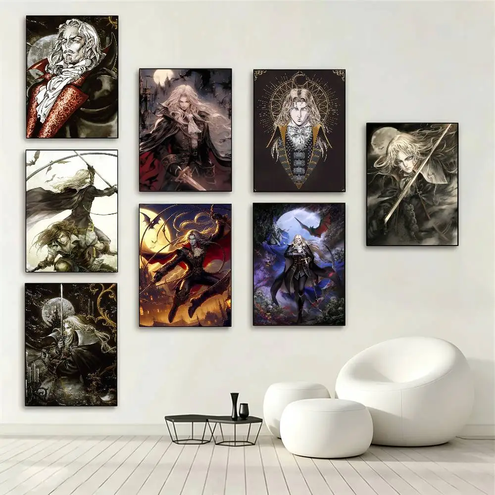 Game Castlevania Symphony of the night Poster Waterproof Wall Art Sticker For Bar Living Room Vintage Decor High Quality Print