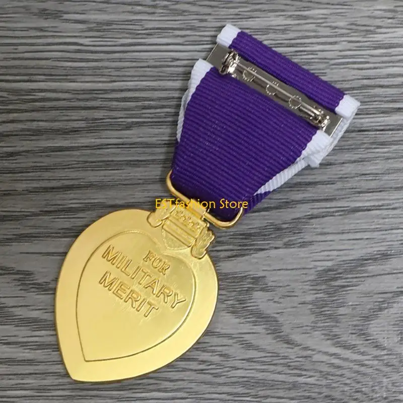 Y5GCパープルハーツメダルラペルピンミリタリーメダルブローチピン、スーツピン衣料品アクセサリー女性男性のためのジュエリー