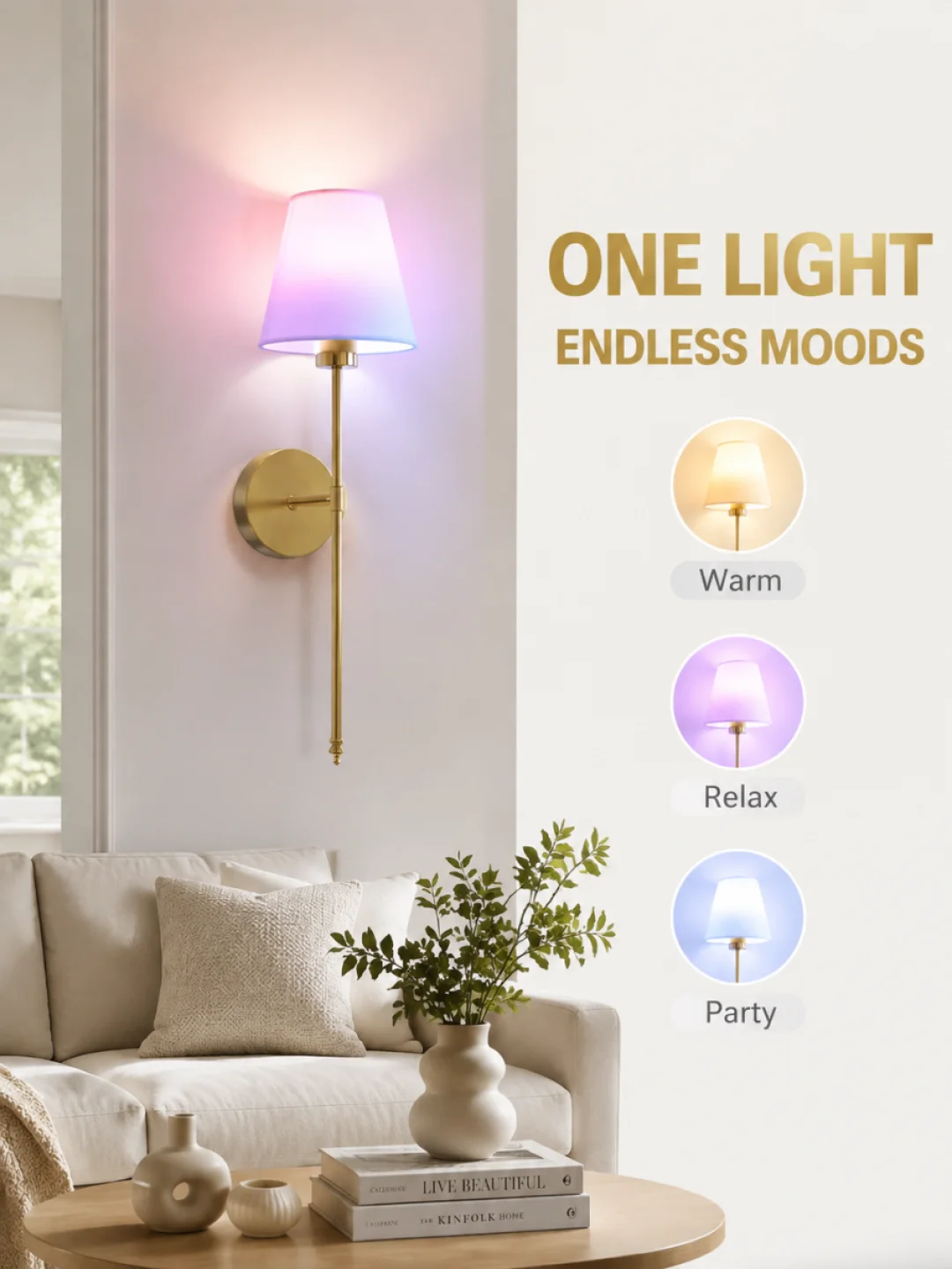 Battery Operated RGB Wall Lamp 2000mAh Rechargeable Wireless Wall Sconce Mirror Front Lights For Living Room Bedroom Hallway Bat