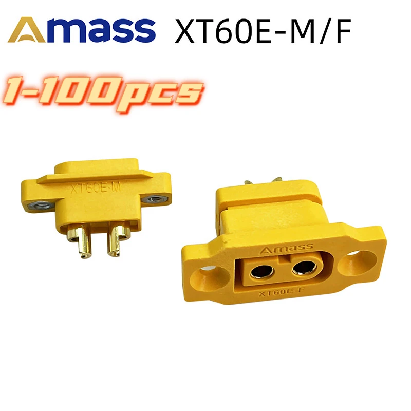 Amass-enchufe hembra XT60E-M/F de gran corriente, conector chapado en oro/latón, adaptador de conexión de batería de alimentación para modelo RC DIY