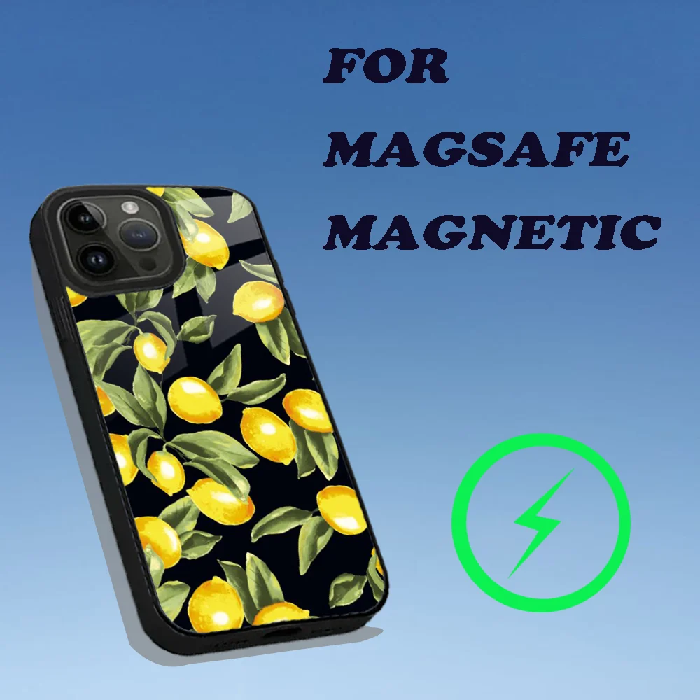 Fruit Lemon Phone Case For iPhone 15,14,13,12,11,Plus,Pro,Max Mini Magsafe Magnetic Wireless Charging