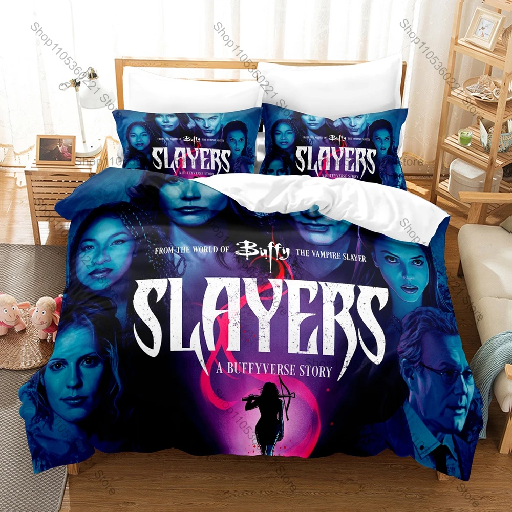 Cool Retro Vampire Series Buffy The Vampire Slayer Character Print Duvet Cover + 2 Pillowcases Soft Microfiber Fan Room Bedding