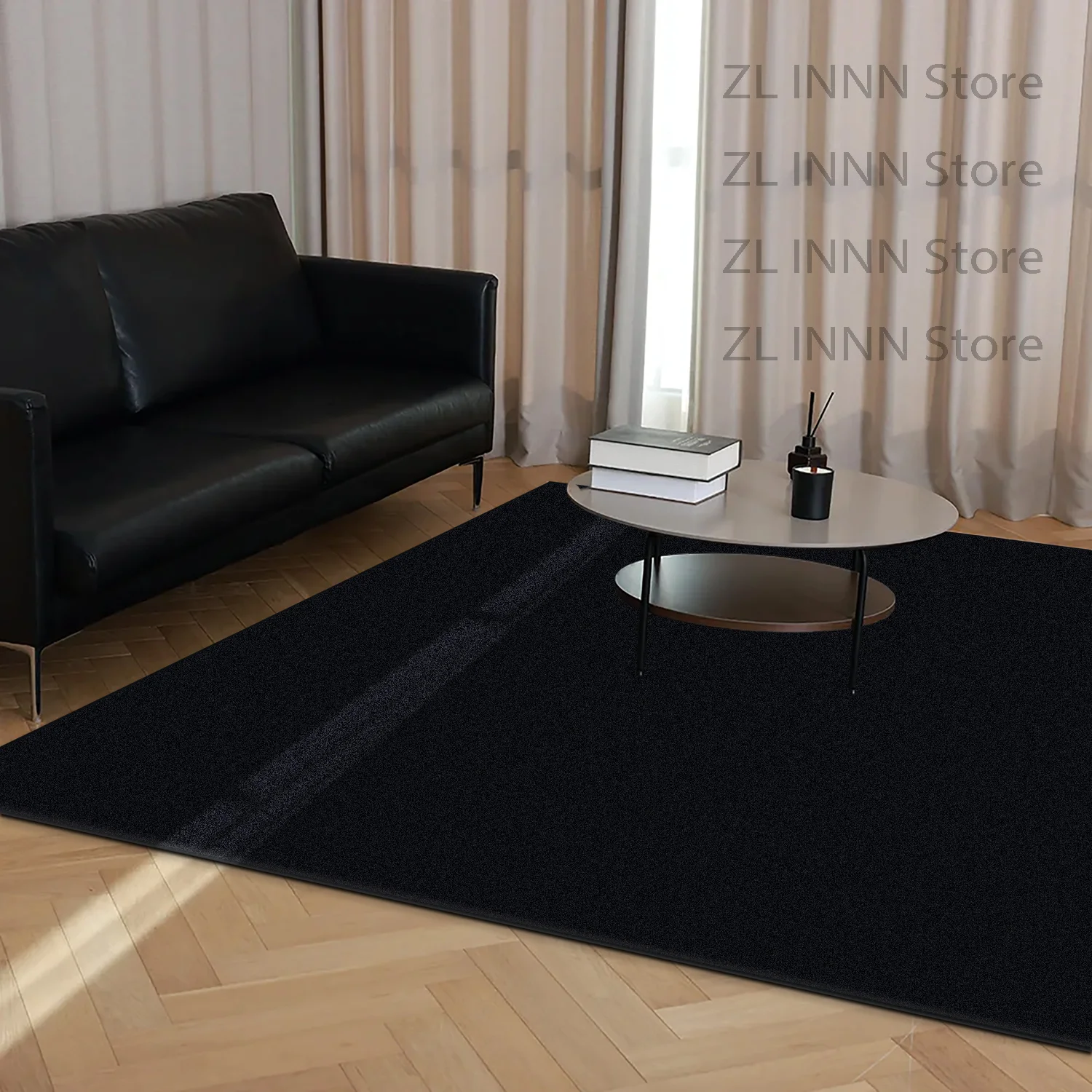 

Black Color Living Room Carpet Plain Colour Decoration Home Non-slip Washable Large Rugs Short Velvet Bedroom Fluffy Mat Sofa
