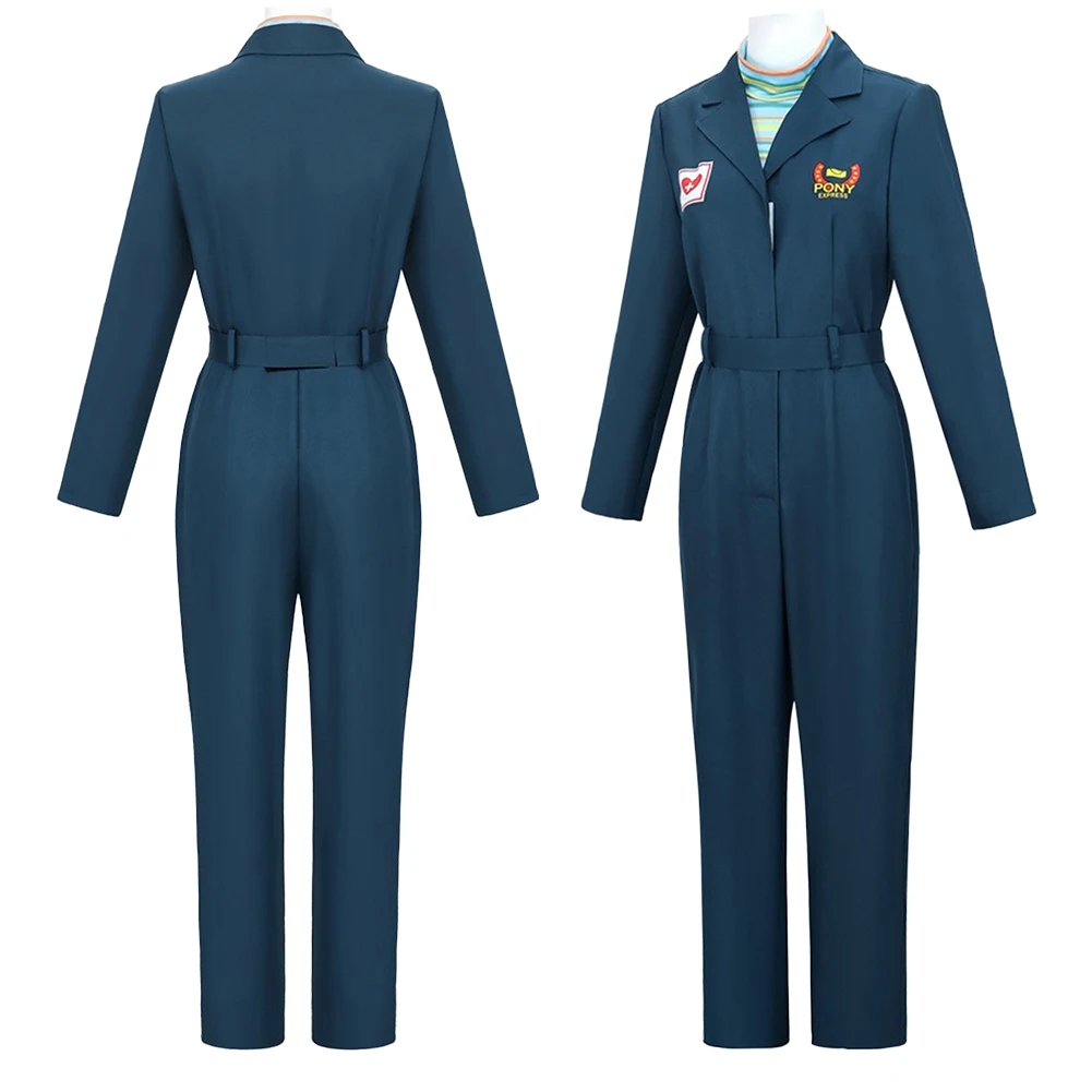 구강 세척 승무원 Anya 코스프레 의류 가발 점프 슈트 여성 파티 변장 롤 플레잉 할로윈 의상 카니발 의상 정장