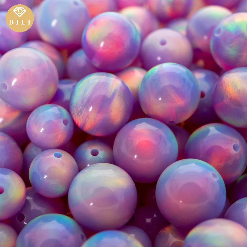 OLP338 Oparex Nebula Opal Bead,3mm~10mm Synthetic Ball Shape Aurora Opal Stone