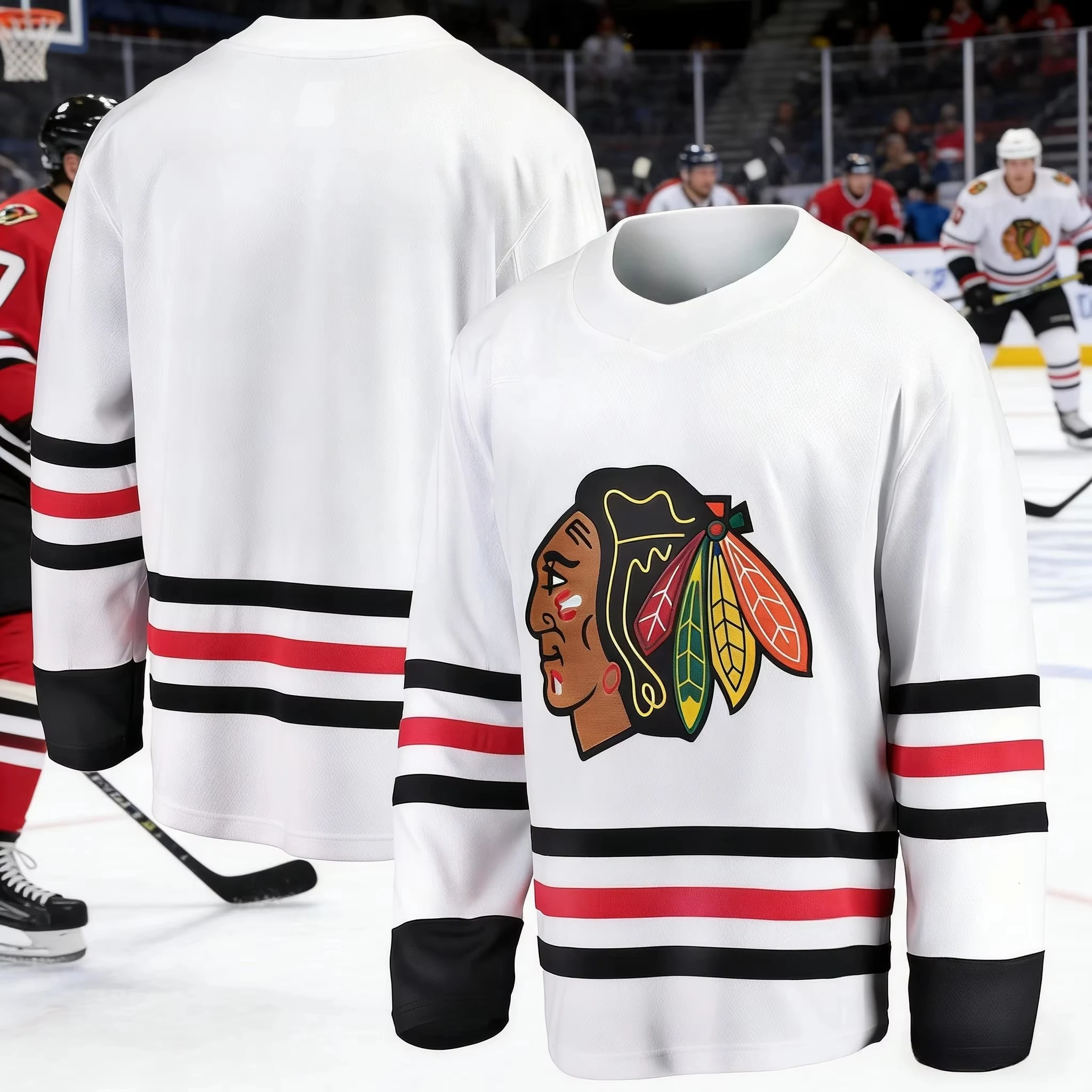 2026 Chicago Best-selling Men's Ice Hockey Sportswear White Breakthrough Edition Long Sleeve Breathable Quick-Drying Shirt Kids