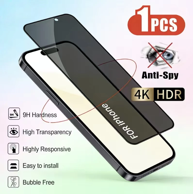 360-Grad-Sichtschutzfolie für iPhone 16Pro Max 16Pro 16e 15Pro 15Plus 14 13 12 11 17Air XR Anti-Spy Displayschutz