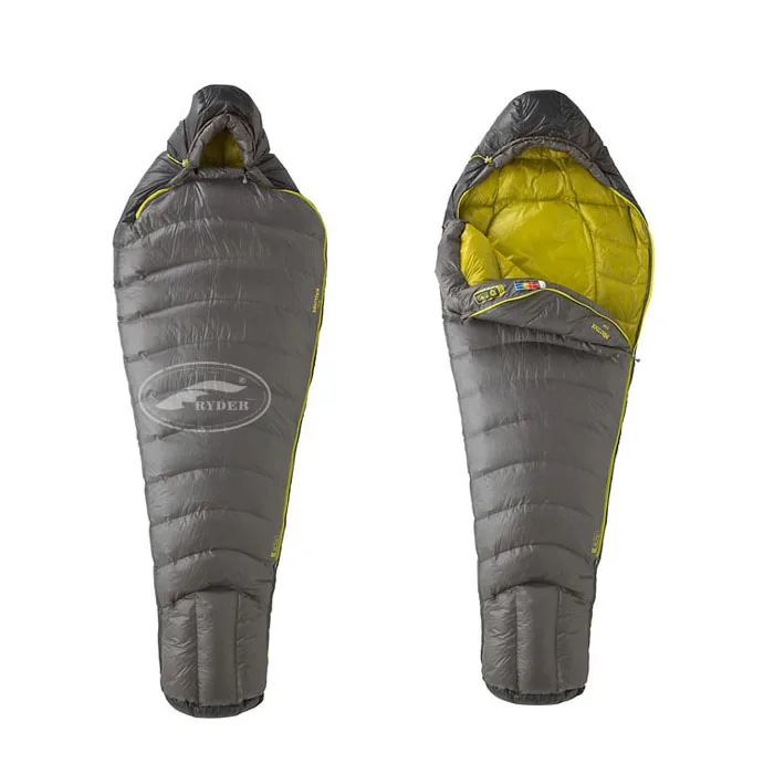 

Custom Manufacturing Service Offered Hiking Mummy Shape Outdoor Goose Down Sleeping Bag High End for Extreme Cold Temperature