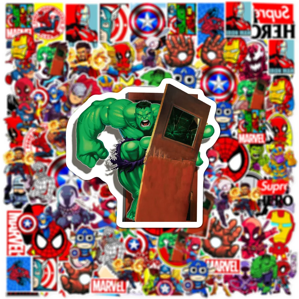 10/30/50/100PCS Disney Marvel The Avengers Anime Stickers for Kids Spiderman Iron Man Cartoon Decals Cool Super Hero Sticker Toy