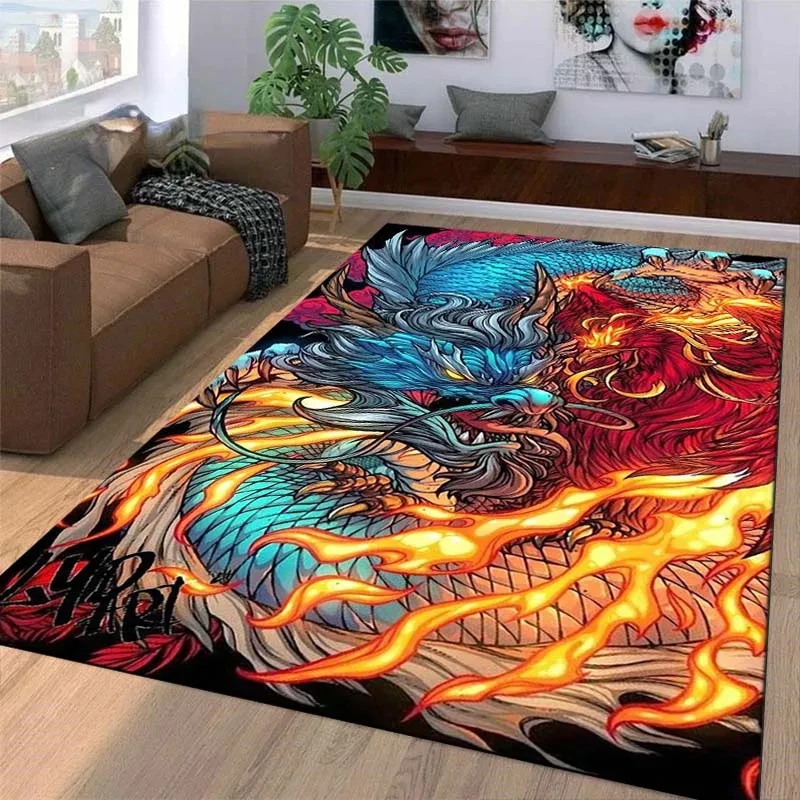 Japanese Art Mythical Beast Dragon Tiger Animal Carpet Rug for Living Room Bedroom Home Decor Large Gamer Carpet Non Slip Mat