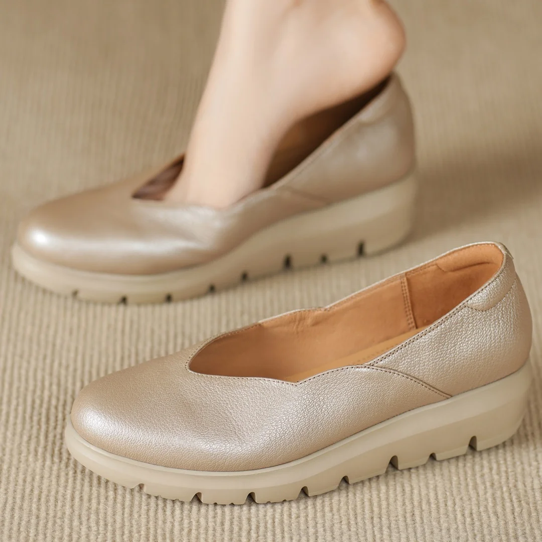 

Женские лоферы на плоской подошве без шнуровки из овчины с круглым носком и толстой подошвой, высококачественные мягкие удобные повседневные мокасины, распродажа