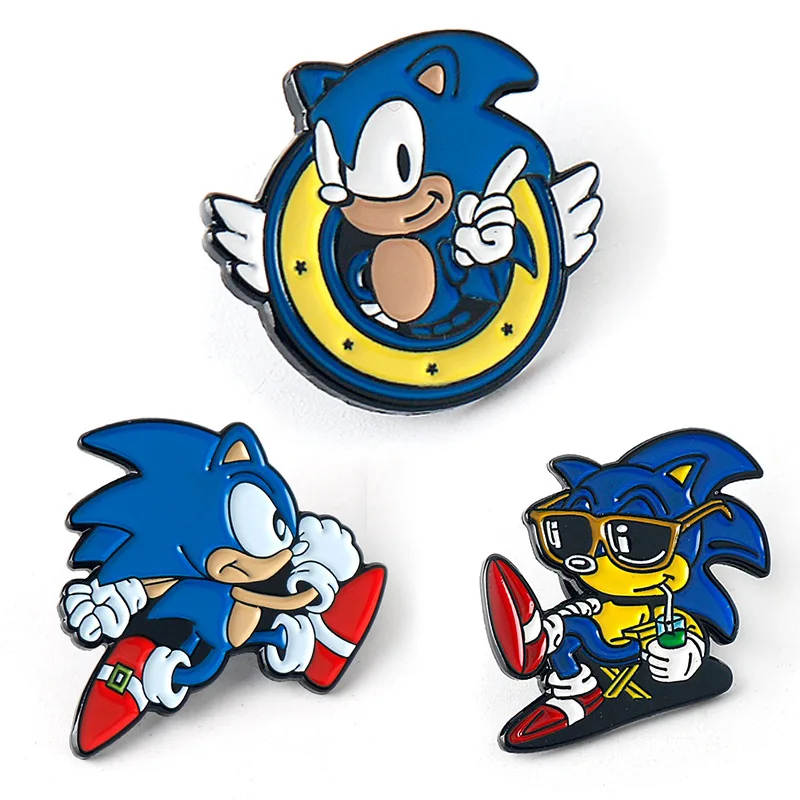 3pcs/set Anime Cartoon The Hedgehog Brooches Pins Badges Brooches Enamel Lapel Pin Backpack Bag Accessories Gifts for Friends