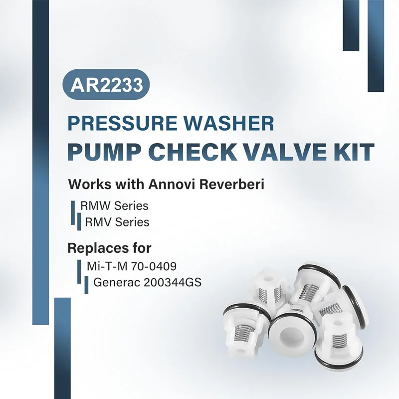 AR2233 Pressure Washer Pump Check Valve Kit Replace for Annovi Reverberi RMW Series 70-0409 200344GS EZ Start, (pack of 6)