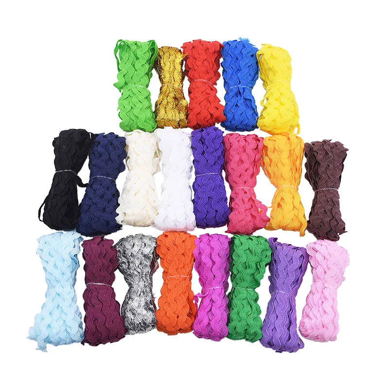 25m 5mm Zig Zag Lace Trim Ribbon Ric Rac Wstążki poliestrowe DIY Szycie Koronkowe złote wykończenia Akcesoria odzieżowe Ręcznie robione rękodzieło