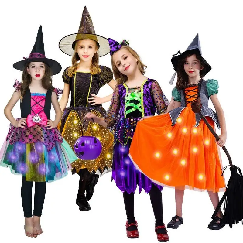 

Children's Luminous Witch Par Costume eup Ball Stage Ethnic Stage Costume Children's loween Costume Glow in the k