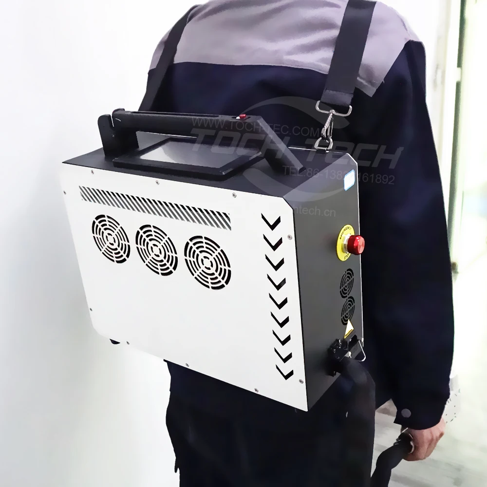 50 W 100 W 200 W Tpc-200 W Rucksack-Handheld-Pulsed-Laser-Reinigungsmaschine zur Entfernung von Rost, Farbe, Öl, tragbarer Reiniger