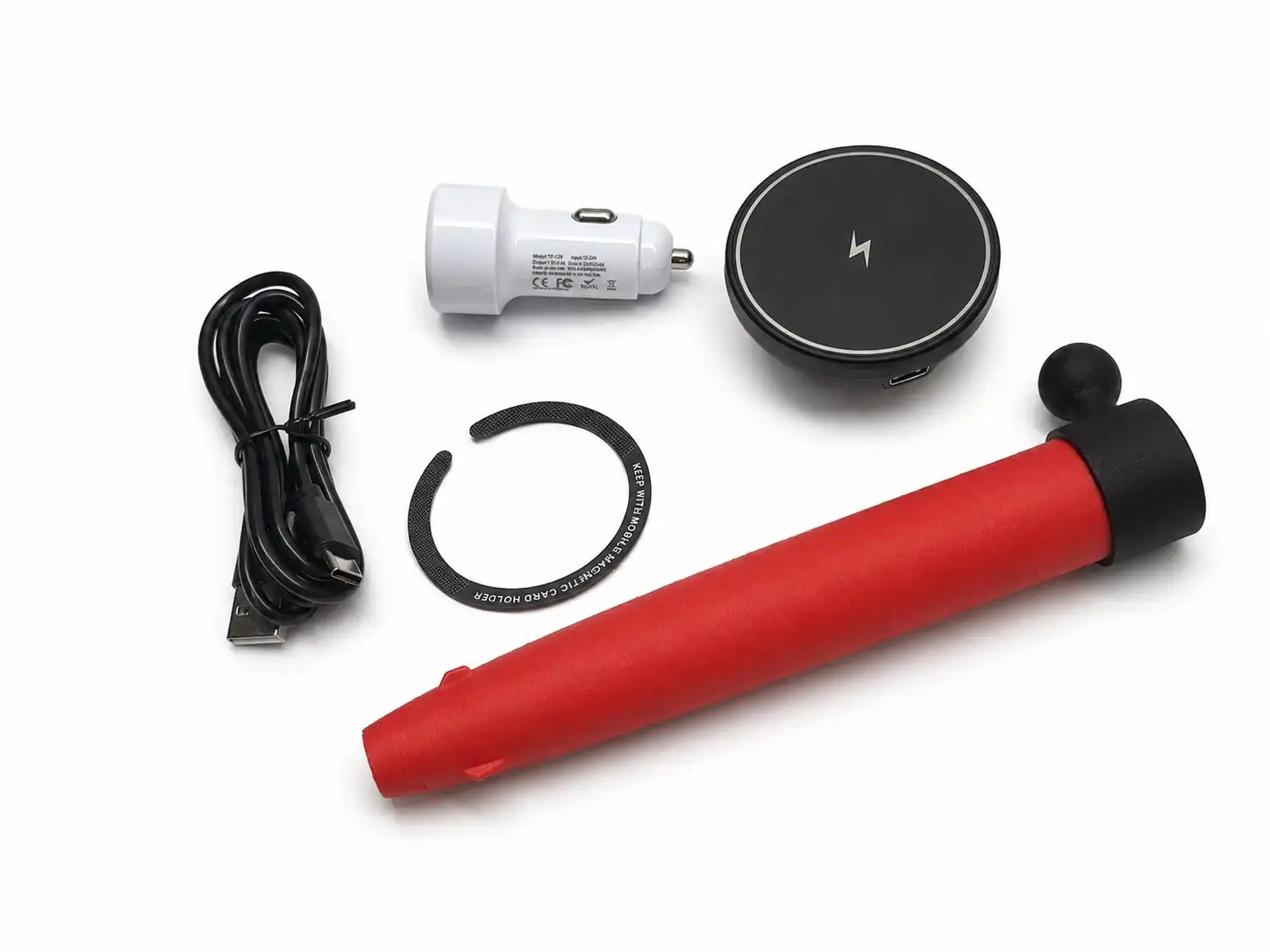 Red Full Set Dashboard Bud Vase Magnetic Wire-less Charg-er Phone Mount Holder For VW New Beetle 1998‑2010 LHD, No Drilling view 5