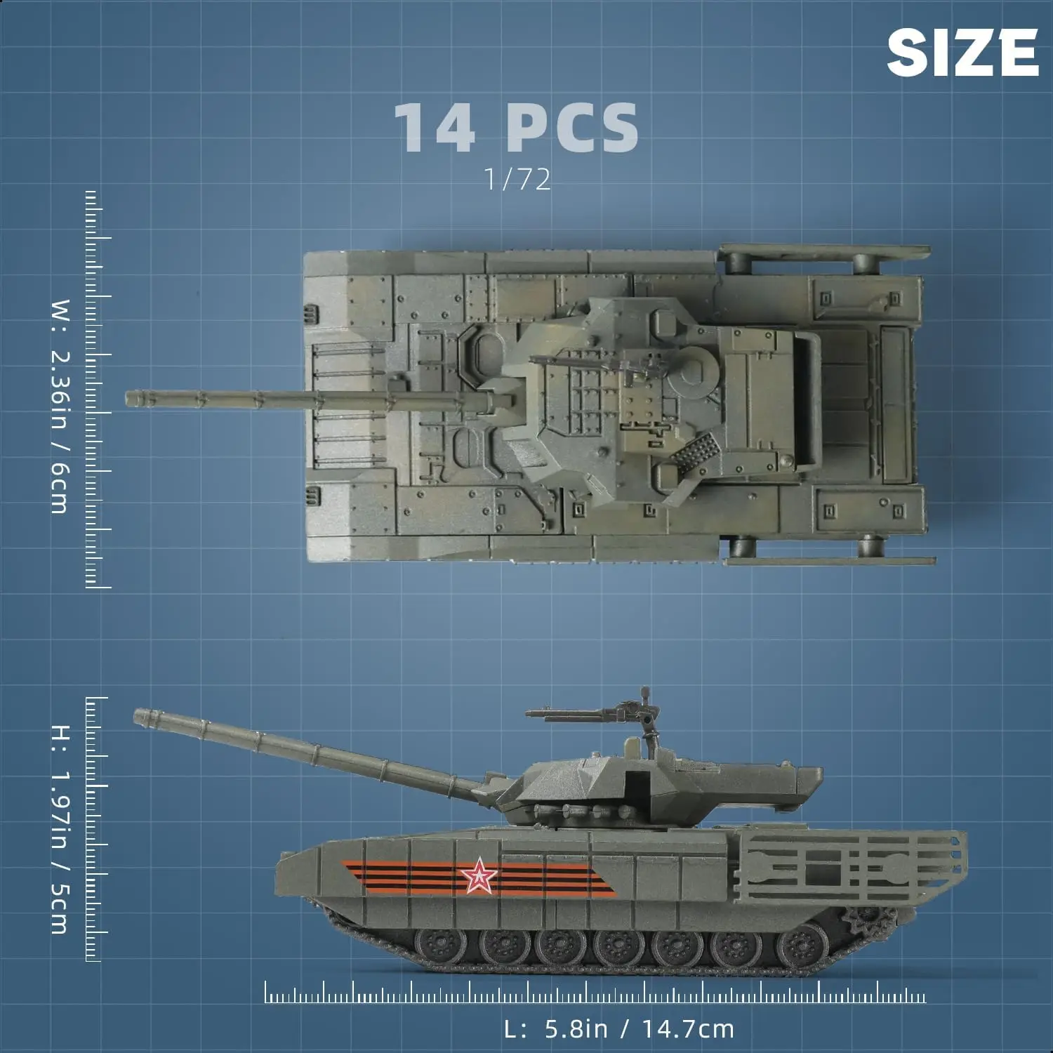 1/72 Scale T14 Military Tank Quick Build Model Russia Vehicle T14 Main Battle Tank Building Model Gift for Adults and Kids