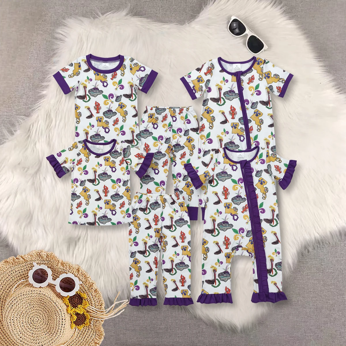 

GSPO1921 Wholesale kids clothes girl Matching baby rompers Carnival short sleeve pants sets Summer Boutique baby boy clothes