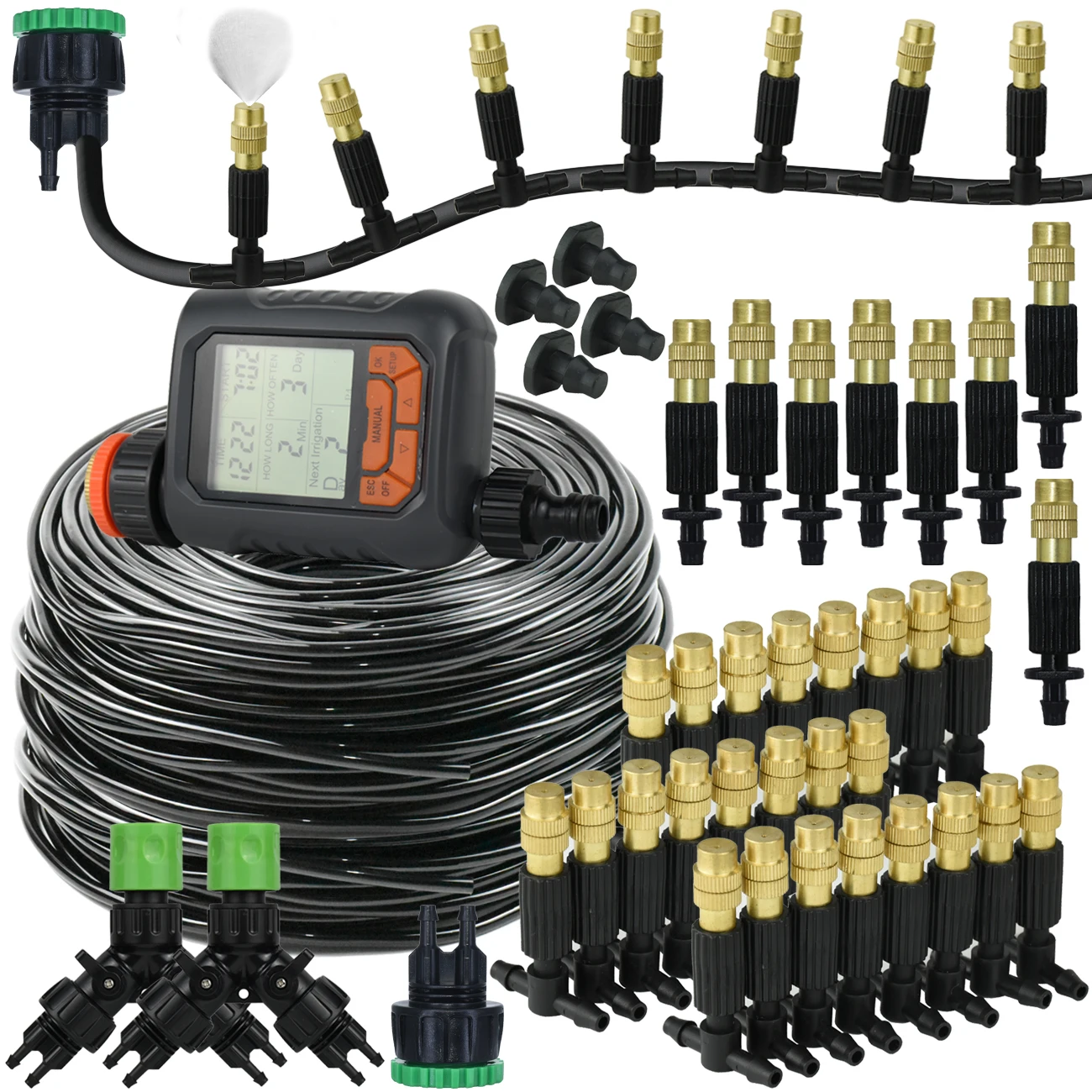 

KESLA 5M-30M Garden Irrigation Outdoor Misting Cooling System Watering 1/4'' Brass Atomizer Nozzles 4/7mm Hose Patio Greenhouse